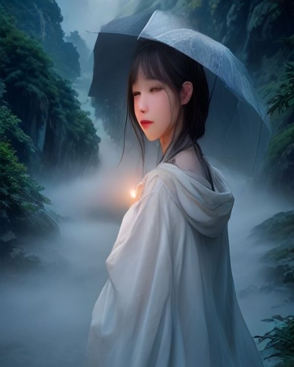 雨后街道的水坑倒影，霓虹灯与建筑物在水面形成对称构图，色彩斑斓充满艺术感